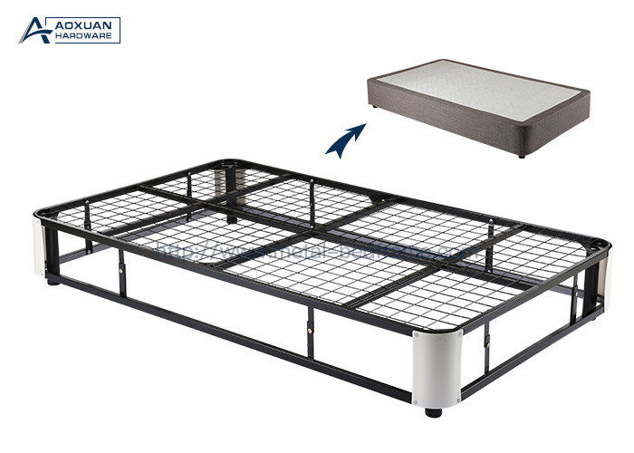 Black Q235 Iron Collapsible Metal Bed, King Size Metal Platform Bed Frame