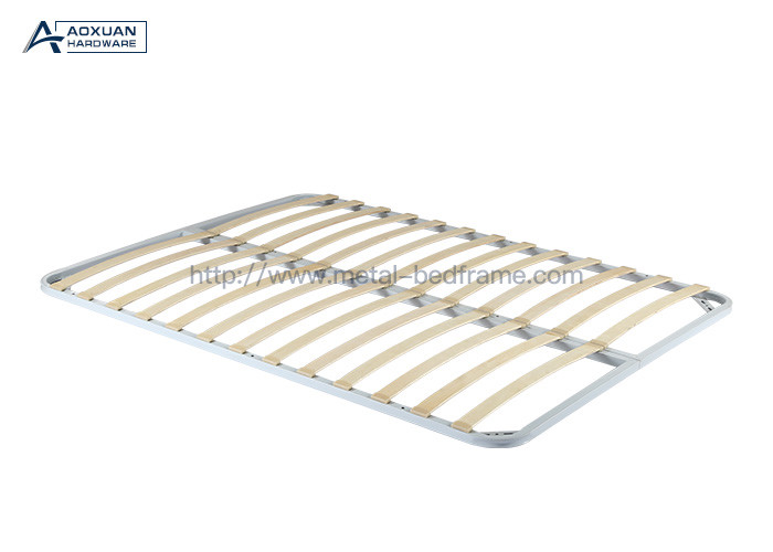 White Curved Poplar Slats King Size Folding Bed Frame