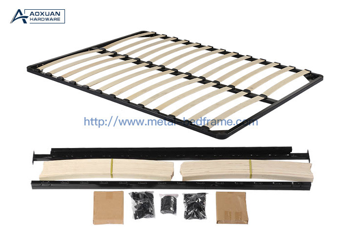 1.5mx2m Double Metal Bed Frame With Wooden Slats